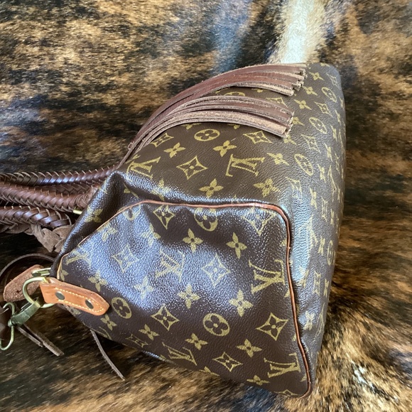 Revamped Vintage Speedy Louis Vuitton Chocolate Braiding Turquoise - Picture 5 of 14